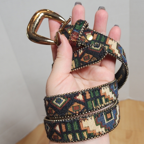 Aztec Western Canvas Bonded Leather Studded Belt Women’s‎ Size M/L main image 5